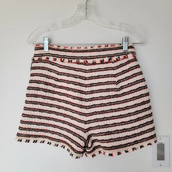 Zara High Waist Shorts with Stripes - Cream, Black, Red - Picture 10 of 10